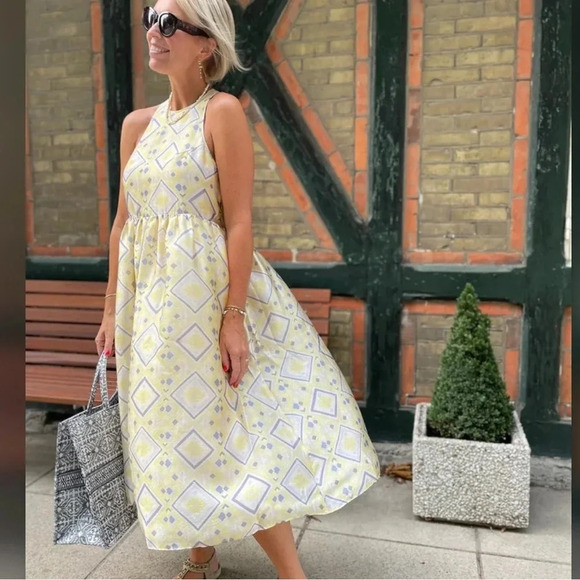 Baum Und Pferdgarten Adeva Midi Dress Pastel Yellow Size 6 NWT - Picture 1 of 13